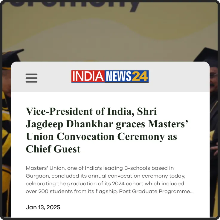 Vice-President of India, Shri Jagdeep Dhankhar graces Masters’ Union Convocation Ceremony as Chief Guest